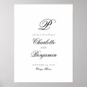 名エレガント前イニシャルの結婚ウェルカムサイン ポスター (正面)