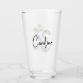 名エレガント前カラフル、ボタニカルOm記号16oz タンブラーグラス (裏面)