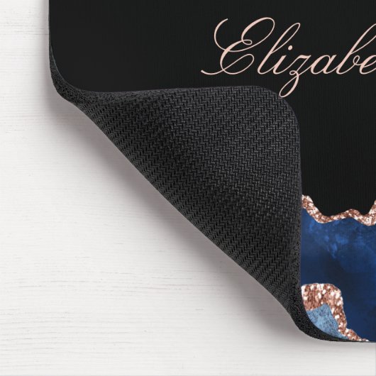 名エレガント前ネイビーブルーバラ金ゴールドアガテブラック マウスパッド (コーナー)