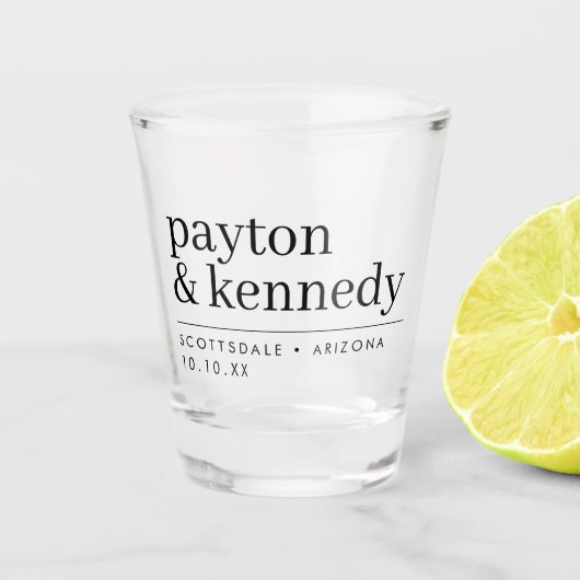 名エレガント前パーソナライズされた披露宴 ショットグラス (正面)