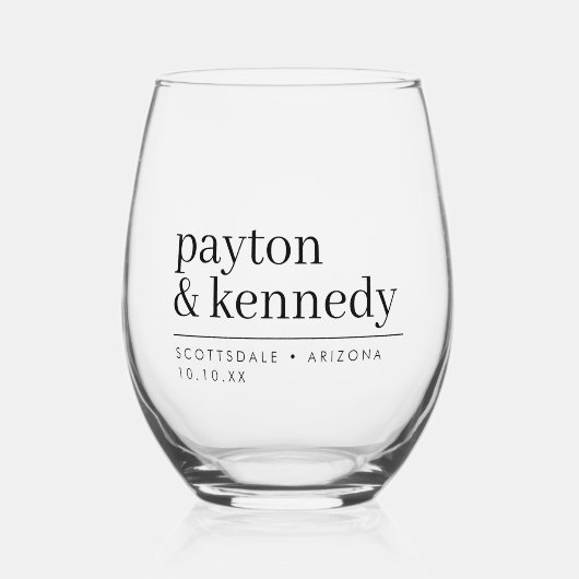 名エレガント前パーソナライズされた披露宴 ステムなしワイングラス (正面)