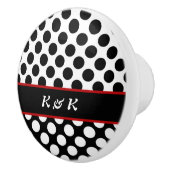 名エレガント前ブラック水玉模様デザイン引出しノブ セラミックノブ (右)