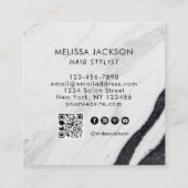 名エレガント前別白黒大理石ヘアQRコード スクエア名刺 (裏面)