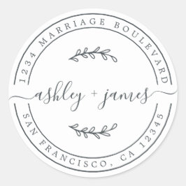名エレガント前白黒結婚の差出人住所 ラウンドシール