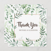 名エレガント前結婚付き緑のサンキューカード サンキューカード (正面/裏面)