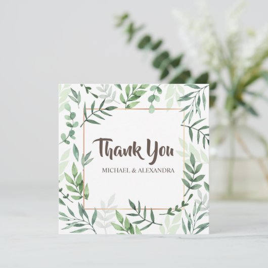 名エレガント前結婚付き緑のサンキューカード サンキューカード (スタンド正面)