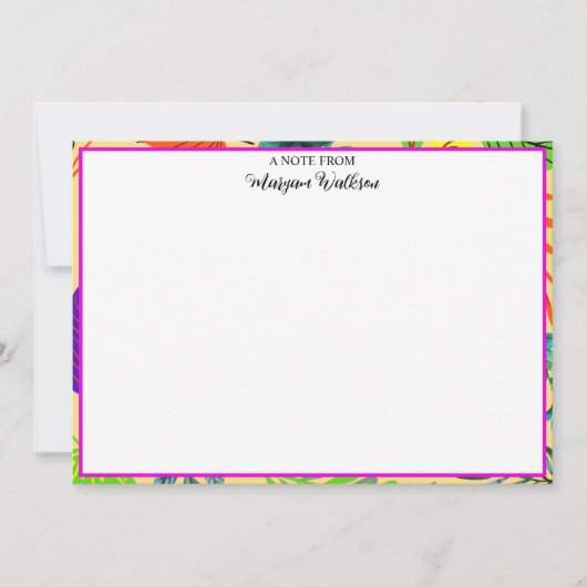 名エレガント前縁ど付きボタニカル – フローラフレーム ノートカード (正面)