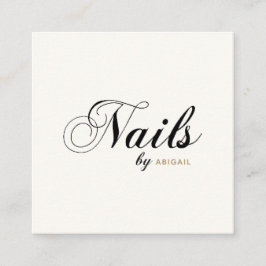 「名エレガント前」による爪、 ネイルQRコードソーシャルメディアアイボリー スクエア名刺