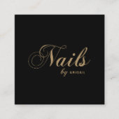 「名エレガント前」による爪、 ネイルQRコードソーシャルメディアブラック スクエア名刺 (正面)