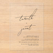 名エレガント前 |スタイリッシュ白黒結婚ズ アクリル招待状 (正面)