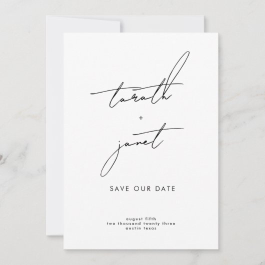 名エレガント前 |写真カスタムの救OUR日付 招待状 (正面)