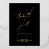 名エレガント前 |写真カスタムの救OUR日付 箔招待状 (正面)