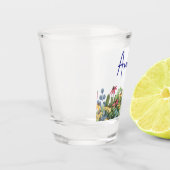 名エレガント前,夏の水色ワイルドフラワー1.5oz ショットグラス (左)