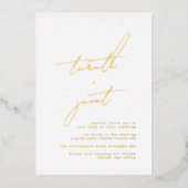 名エレガント前 |白スタイリッシュと金ゴールド結婚の 箔招待状 (正面)