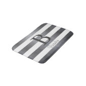 名エレガント名モノグラムストライプのグレー バスマット (アングル)