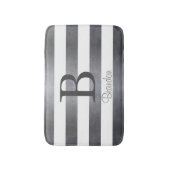 名エレガント名モノグラムストライプのグレー バスマット (正面縦)