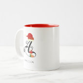 名エレガント字モダン文字かわいいクリスマス ツートーンマグカップ (正面左)