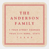 名エレガント縁ど名Kraftルック差出人住所 スクエアシール (正面)