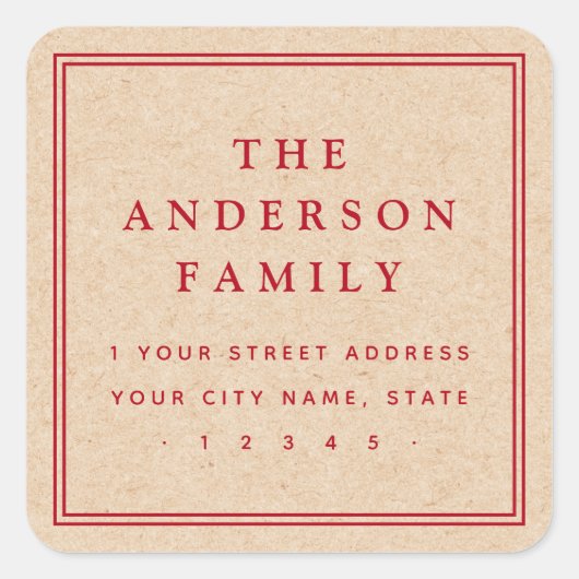 名エレガント縁ど名Kraftルック差出人住所 スクエアシール (正面)