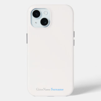 名カスタマイズエレガントバラホワイトブルーグレー iPhone 15ケース