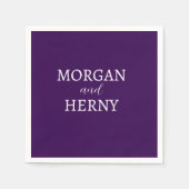 名カスタマイズスタイリッシュ前モダン紫結婚 スタンダードカクテルナプキン (正面)