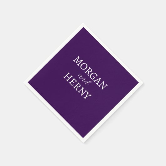 名カスタマイズスタイリッシュ前モダン紫結婚 スタンダードカクテルナプキン (角)