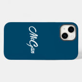名カスタマイズモダンミニマル前モノグラムDark Blue. Case-Mate iPhoneケース (裏面 (横))