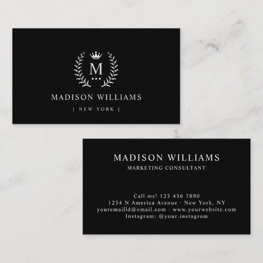 名カスタマイズ前とイニシャル白黒 名刺 (正面/裏面)