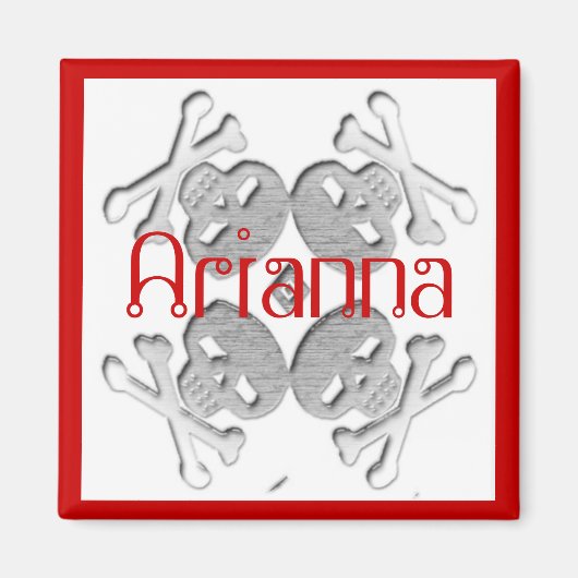 名カスタマイズ前スカルとクロスボーン マグネット (正面)