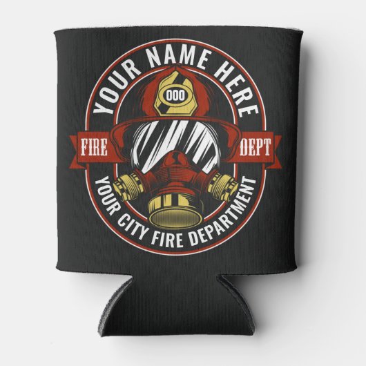 名カスタマイズ前ファイターヘルメットマスク火災救助隊 缶クーラー (正面)