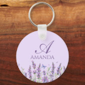 名カスタマイズ前ラベンダーの花 キーホルダー (正面)
