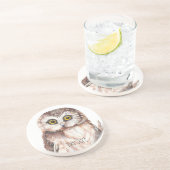 名カスタマイズ前付きおもしろいフクロウ – 鳥、自然 コースター (側面)