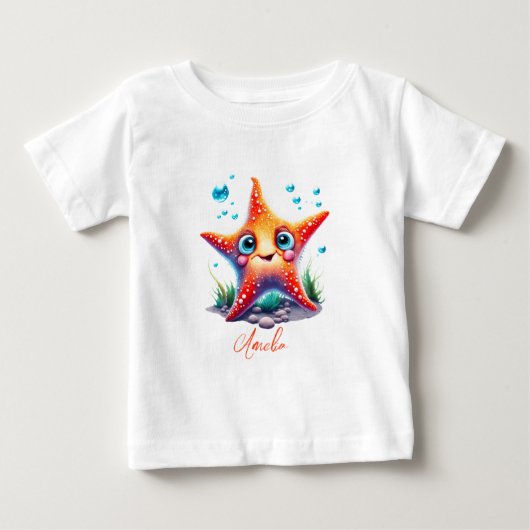 名カスタマイズ前笑顔ミカン星魚の恋人ギフト ベビーTシャツ (正面)