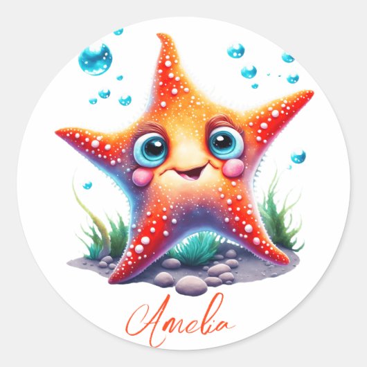 名カスタマイズ前笑顔ミカン星魚の恋人ギフト ラウンドシール (正面)