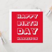 名カスタマイズ前、ハッピーバースデー、赤はっきりした白 カード (正面/裏面インサイチュ)