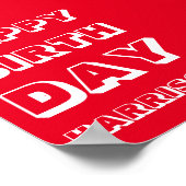 名カスタマイズ前、ハッピーバースデー、赤はっきりした白 ポスター (角)