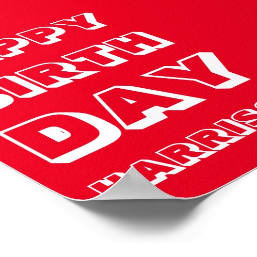 名カスタマイズ前、ハッピーバースデー、赤はっきりした白 ポスター (角)