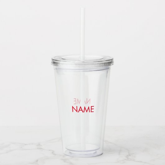 名カスタマイズ前、文字ミニマリスト赤澄ん アクリルタンブラー (正面)