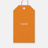 名カスタマイズ前、文字ミニマルなオレンジ色の白 ギフトタグ (正面)