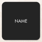 名カスタマイズ前、文字ミニマル白黒 スクエアペーパーコースター (正面)