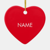 名カスタマイズ前、文字ミニマル赤白 セラミックオーナメント (正面)