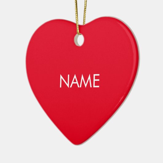 名カスタマイズ前、文字ミニマル赤白 セラミックオーナメント (左)