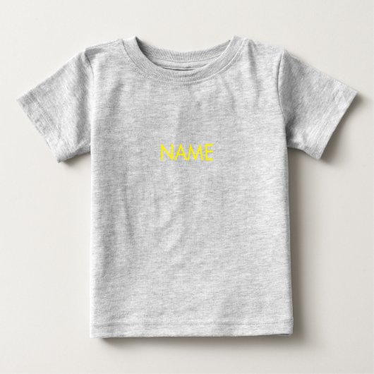 名カスタマイズ前、文字ミニマル黄色の文字 ベビーTシャツ (正面)
