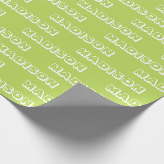 名カスタマイズ前、文字誕生日ギフトライムグリーン ラッピングペーパー (角)