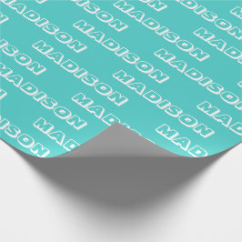名カスタマイズ前、文字、誕生日ギフトターコイズ ラッピングペーパー