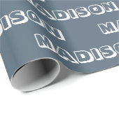 名カスタマイズ前，文字,誕生日ギフト灰色の青 ラッピングペーパー (ロールコーナー)