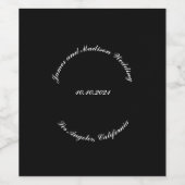 名カスタマイズ前、日付白黒結婚 ワインラベル (シングルラベル)