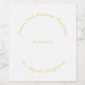 名カスタマイズ前、日付金ゴールド曲線結婚文字 ワインラベル (シングルラベル)