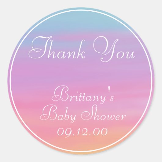名カスタマイズ前・日付・イベント・レインボー・サンキュー ラウンドシール (正面)