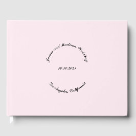 名カスタマイズ前、日付、淡いピンク結婚色 ゲストブック